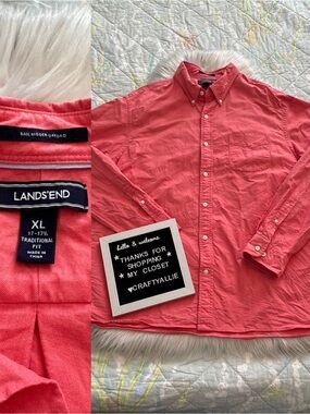 Lands’ End Traditional Fit Sail Rigger Oxford Shirt | Men’s XL